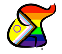 lovely sugaring logo, a simple elephant wearing the pride flag colors